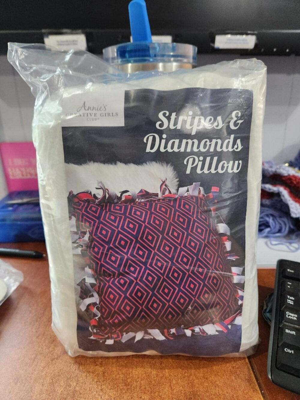 New Sealed Annie's Creative Girls Club Stripes & Diamonds Pillow Craft Kit